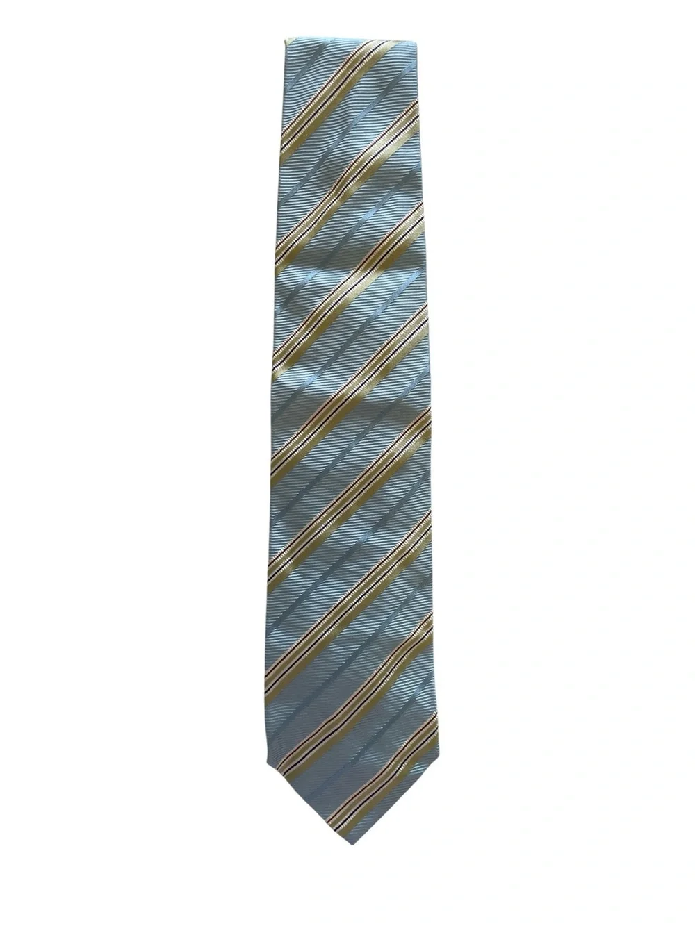 Salvatore Ferragamo Light Blue 100% Silk Striped Silk Tie